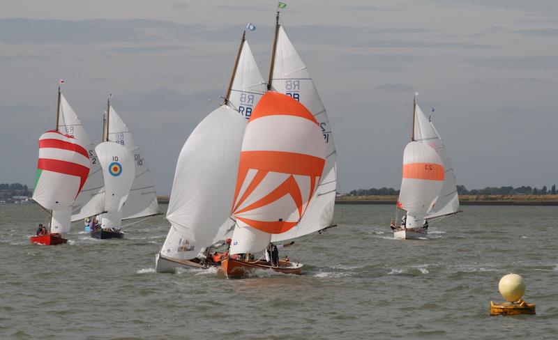 Team Mandarin succeed in luffing White Rose above the mark in a close final race in the Royal Burnham One-Design class at Burnham Week photo copyright Sue Pelling taken at Royal Burnham Yacht Club and featuring the Royal Burnham One Design class