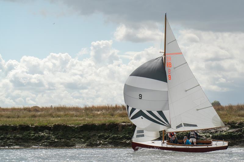 James Dallimore's Whimbrel won the 6th day race on Day 6 of Burnham Week 2025 photo copyright Petru Balau Sports Photography / sports.hub47.com taken at Royal Corinthian Yacht Club and featuring the Royal Burnham One Design class
