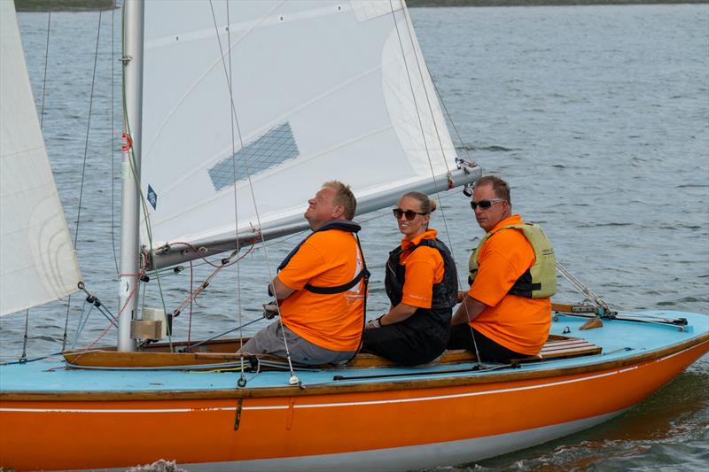 Justin Waples, Steve Rands and Vicky Brookes compete on RCOD 'Cormorant' during Burnham Week 2024 photo copyright Petru Balau Sports Photography / sports.hub47.com taken at Royal Corinthian Yacht Club and featuring the Royal Corinthian One Design class