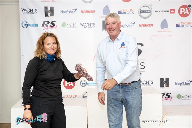 RS100 Europeans prizegiving at the RS Games 2018 photo copyright Alex & David Irwin / www.sportography.tv taken at Weymouth & Portland Sailing Academy and featuring the RS100 class