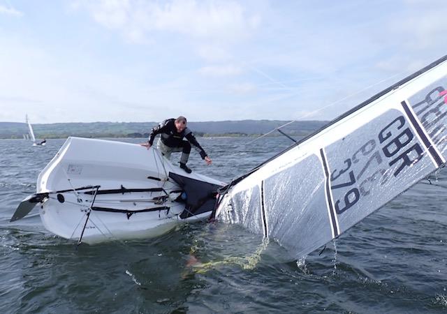 RS100 Class Association Training at Chew - Mark Harrison demonstrating capsize technique. Pity it wasn’t planned! photo copyright CVLSC taken at Chew Valley Lake Sailing Club and featuring the RS100 class
