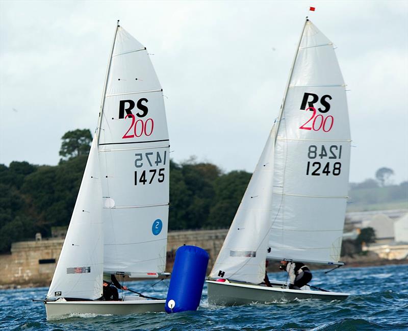 Jamie Diamond & Fred Hayes and Mary Henderson & Emma Horne help Southampton's dominannce in the Fast Handicap fleet during the University Fleet Racing Championships photo copyright Sean Clarkson taken at Mount Batten Centre for Watersports and featuring the RS200 class