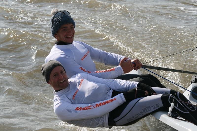 Ben Saxton and Toby Lewis win the Endeavour Trophy photo copyright Sue Pelling taken at Royal Corinthian Yacht Club, Burnham and featuring the RS200 class