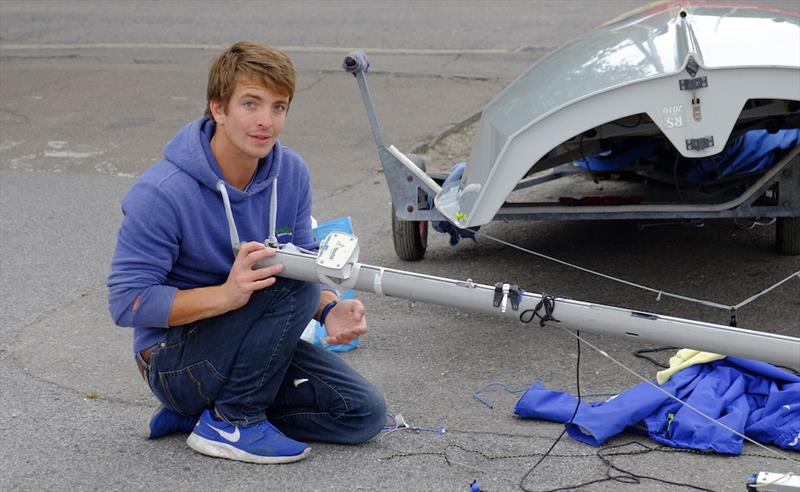 Ben Saxton inspecting and preparing the RS200 for racing ahead of the Endeavour Trophy 2016 - photo © Roger Mant