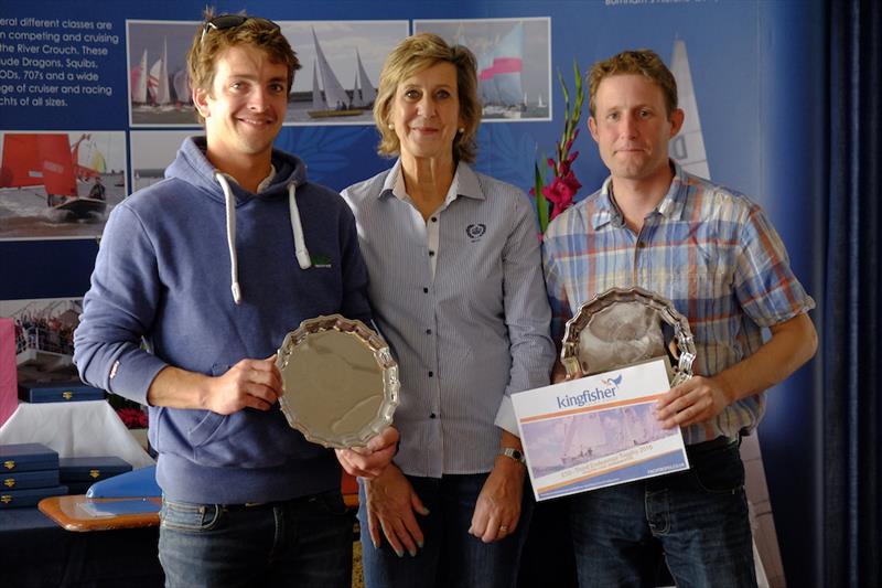Annie Reid (centre), commodore of the Royal Corinthian Yacht Club, Burnham-on-Crouch, presenting the prizes to the winners at the Endeavour Trophy 2016 - photo © Roger Mant