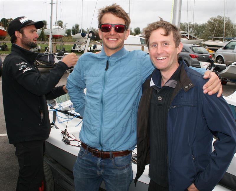 Ben Saxton and Toby Lewis ready for battle while Alan Roberts checks out the champs' rig tension ahead of the 2017 Endeavour Trophy - photo © Sue Pelling