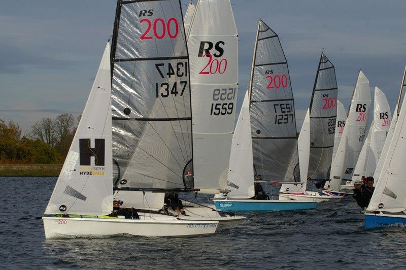 The eventual top three are prominent at the pin end of the line - RS200 SEAS End of Series Open Meeting at Island Barn photo copyright Jim Champ taken at Island Barn Reservoir Sailing Club and featuring the RS200 class