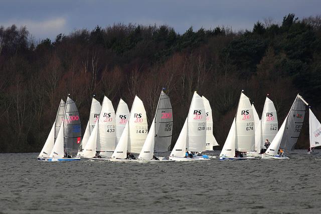 Close racing for the asymmetrics on day 4 of the Alton Water Frostbite Series photo copyright Tim Bees taken at Alton Water Sports Centre and featuring the RS200 class