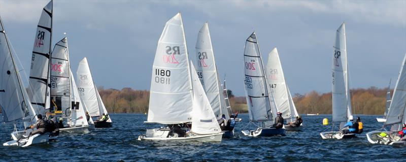 Asymmetrics on the first beat on day 5 of the Alton Water Frostbite Series photo copyright Emer Berry taken at Alton Water Sports Centre and featuring the RS200 class