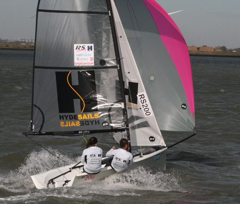 Maria Stanley and Alan Roberts (RS200) on day 1 of the Endeavour Trophy photo copyright Sue Pelling taken at Royal Corinthian Yacht Club, Burnham and featuring the RS200 class