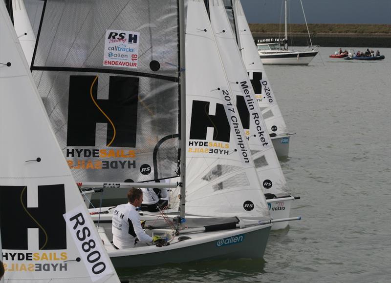 Champion line up on Sunday at the 2018 Endeavour Trophy photo copyright Sue Pelling taken at Royal Corinthian Yacht Club, Burnham and featuring the RS200 class