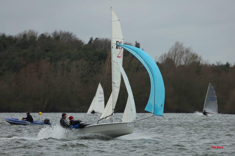 Asymmetric fleet and overall Alton Water 2019 Fox's Chandlery Frostbite Series winners Stephen Videlo and Ethan Davey photo copyright Tim Bees taken at  and featuring the RS200 class