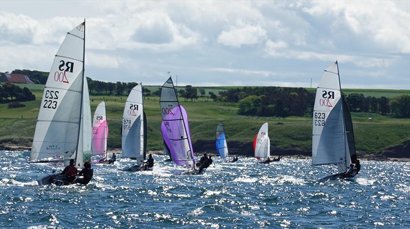 RS200s sailing downwind with spinnakers flying during the East Lothian Yacht Club 2021 Regatta photo copyright Derek Braid taken at East Lothian Yacht Club and featuring the RS200 class