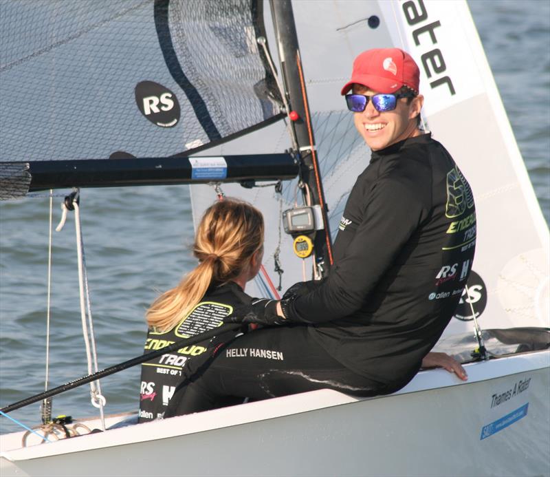 Overnight leaders after four races, Ben Palmer and Amy Seabright, on day 1 of the 60th Endeavour Trophy photo copyright Sue Pelling taken at Royal Corinthian Yacht Club, Burnham and featuring the RS200 class