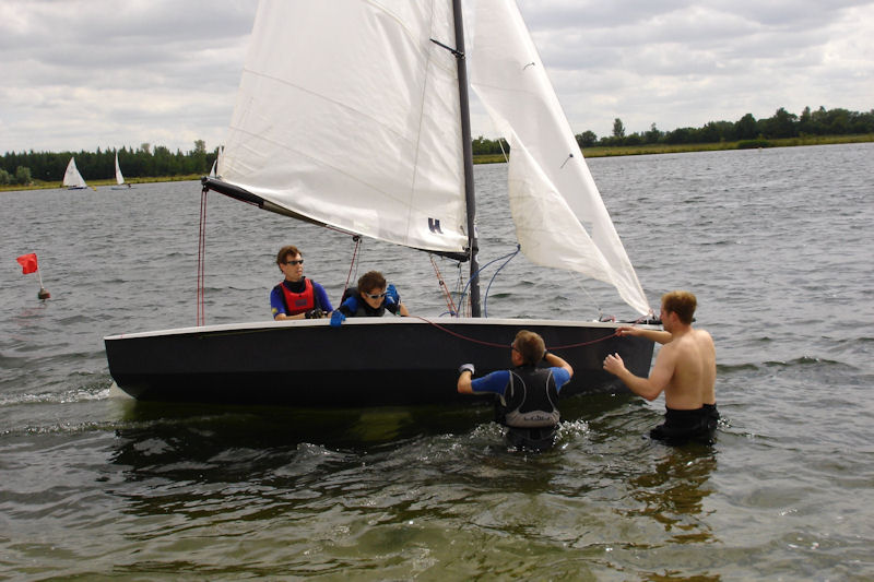 Tony Freer/Zachery Freer, Cameron Hunter/John Ellery at a changeover during the Bowmoor 6 hour race photo copyright Margaret Hing taken at Bowmoor Sailing Club and featuring the RS200 class