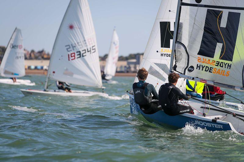 Freddie Sutton and Tom Hirst dealing with the traffic on the beat  - KSSA Annual Regatta 2019 at Whitstable photo copyright KSSA taken at Whitstable Yacht Club and featuring the RS200 class