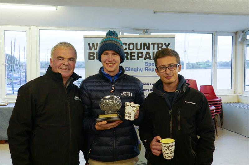 West Country Boat Repairs RS200 SW Ugly Tour - Sponsor Pete Vincent with winners of the Tour Henry Hallam and Ashley Hill photo copyright West Country Boat Repairs taken at Chew Valley Lake Sailing Club and featuring the RS200 class