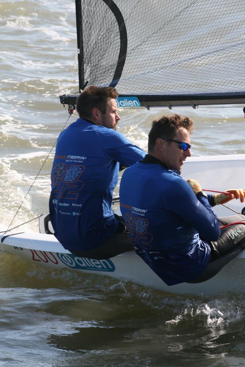 Overnight leaders Tom Morris and Guy Fillmore (RS800) on day 1 of the 61st Endeavour Trophy photo copyright Sue Pelling taken at Royal Corinthian Yacht Club, Burnham and featuring the RS200 class