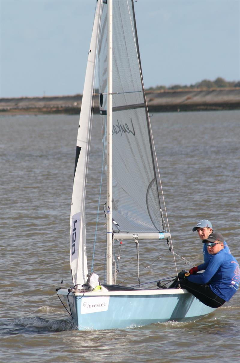Ollie Meadowcroft and Oscar Cawthorne (420) sailed impressively and are second overall after day 1 of the 61st Endeavour Trophy photo copyright Sue Pelling taken at Royal Corinthian Yacht Club, Burnham and featuring the RS200 class