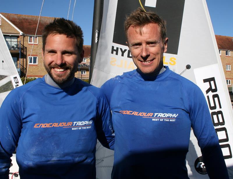 An elated Tom Morris and Guy Fillmore back on shore on Sunday afternoon after winning the 61st Endeavour Trophy photo copyright Sue Pelling taken at Royal Corinthian Yacht Club, Burnham and featuring the RS200 class