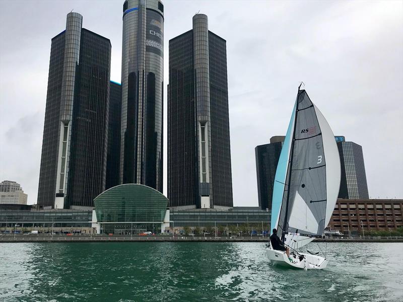 Seen on the Detroit waterfront, the RS21 is the PSL's choice of equipment for stadium sailing photo copyright RS Sailing taken at  and featuring the RS21 class
