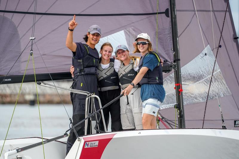 Jack Eickmeyer (17), Lily and Matilda Richardson (19) and skipper James Jackson (17). All are the product of the Training & Development Program conducted at MYC - Sailing Champions League Asia Pacific finals photo copyright Mornington Yacht Club taken at Newcastle Cruising Yacht Club and featuring the RS21 class