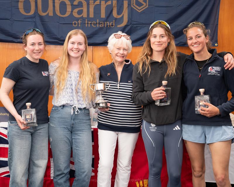 Macnamara's Bowl 2026 - 3rd place - Emma Breeze, Alex Paton, RLymYC Commodore Sally Kalis, Vita Heathcote, Annabel Vines photo copyright Tracy Hayward / www.tahphotography.com taken at Royal Lymington Yacht Club and featuring the RS21 class