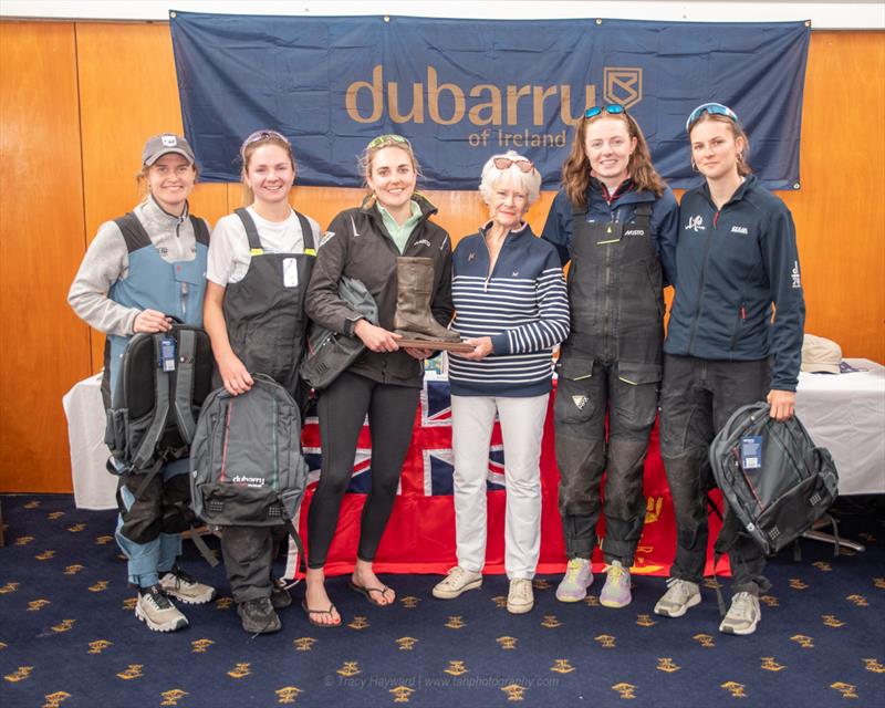 Macnamara's Bowl 2026 - Spirit of Macnamara's Bowl – the Dubarry Boot: Royal Cork YC - Emma Geary, Alana Twoney, Mia Murphy, RLymYC Commodore Sally Kalis, Julie Neville, Kelly Williams photo copyright Tracy Hayward / www.tahphotography.com taken at Royal Lymington Yacht Club and featuring the RS21 class