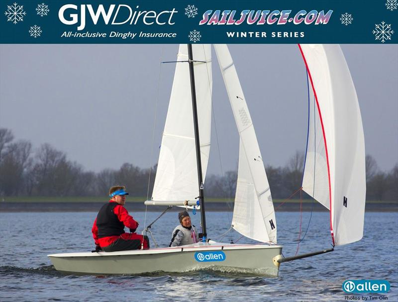 Russ and Penny Clark win the GJW Direct SailJuice Winter Series Oxford Blue photo copyright Tim Olin / www.olinphoto.co.uk taken at Oxford Sailing Club and featuring the RS400 class