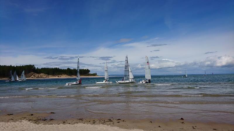 RS400 Scottish Tour at Royal Findhorn - Walking out against the tide photo copyright RFYC taken at Royal Findhorn Yacht Club and featuring the RS400 class