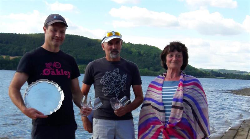 Lord Birkett Memorial Trophy 2018 winners Dave Exley and Nigel Hall with Victoria Cliff Hodges - photo © Sue Giles