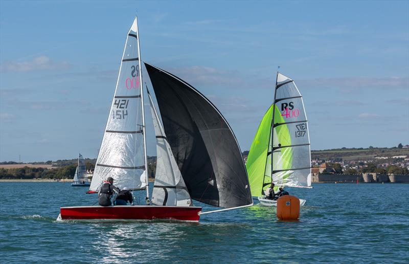 RS400s at Portchester photo copyright Ross Underwoo taken at Portchester Sailing Club and featuring the RS400 class