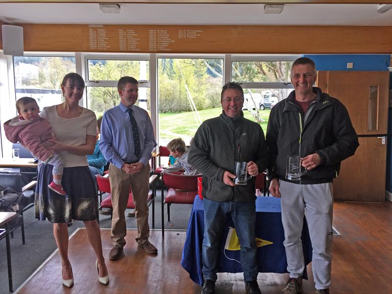 Great North Asymmetric Challenge overall winners Richard Catchpole and Gary Coop presented with prizes by Alistar Duncan of Bass and Naomi Smith, Bass Commodore - photo © William Carruthers