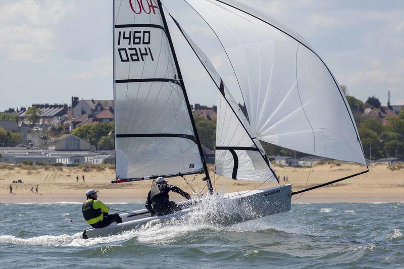 Dave Exley and Mark Lunn enjoying the surfing conditions in the RS400 Northern Championship at South Shields photo copyright Tim Olin / www.olinphoto.co.uk taken at South Shields Sailing Club and featuring the RS400 class