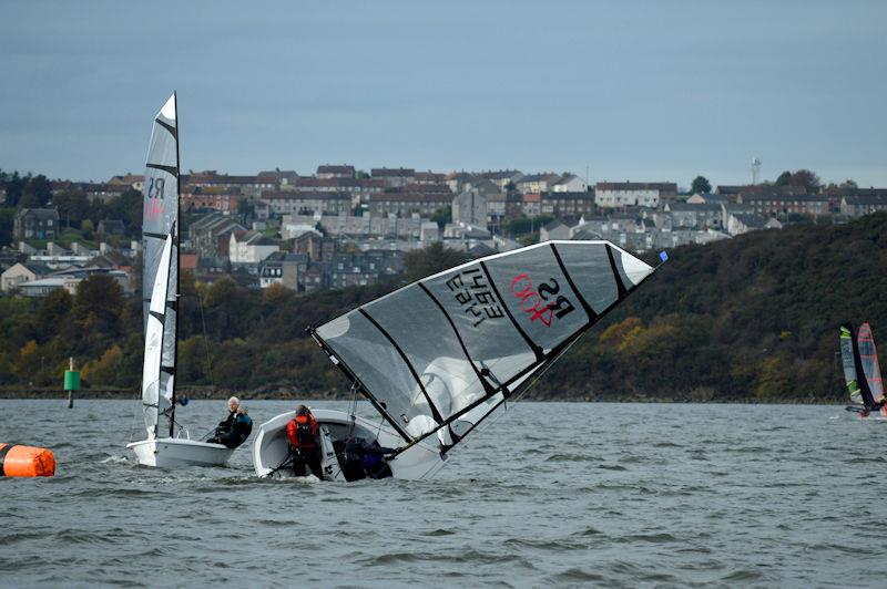 The Bionic Man recovered this, somehow... during the RS400 Scottish Traveller at Dalgety Bay photo copyright Steve Webb / Ian Baillie taken at Dalgety Bay Sailing Club and featuring the RS400 class