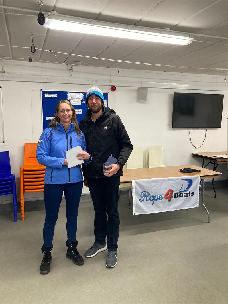 Ben and Roz McGrane win the RS400 Rope4Boats Southern Tour at Queen Mary photo copyright Paul Stainsby taken at Queen Mary Sailing Club and featuring the RS400 class