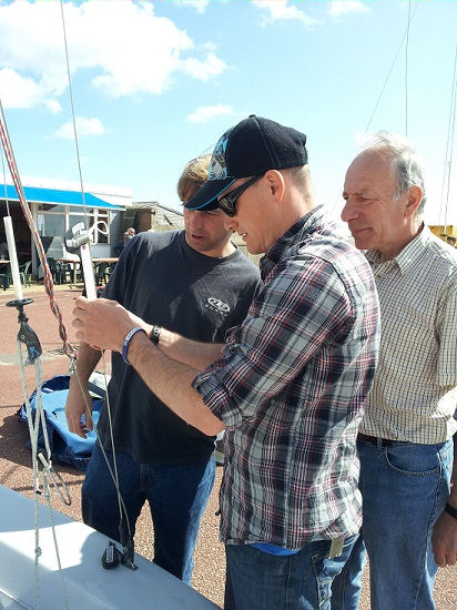 RS500 Class Chairman Tim Wilkins offering some rig tuning advice whilst waiting for the wind to die down at the Great Yarmouth & Gorleston Regatta photo copyright RS500 Class taken at Great Yarmouth & Gorleston Sailing Club and featuring the RS500 class