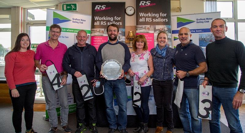 RS800 Inlands at Grafham (l-r) Sophie and Ralph Singleton (4th), Andy Jeffries (2nd), Tim Saxton (1st), Allyson Jeffries (2nd), Fiona Hampshire (1st), Chris Feibusch and Nick Jankins (3rd) - photo © Tim Olin / www.olinphoto.co.uk
