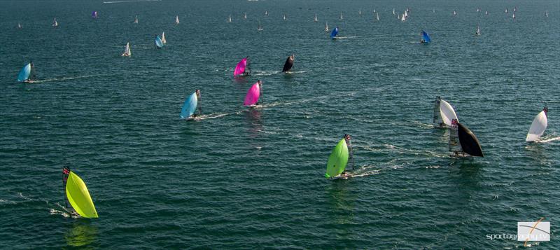 RS800 fleet sail downwind photo copyright Alex & David Irwin / www.sportography.tv taken at Hayling Island Sailing Club and featuring the RS800 class