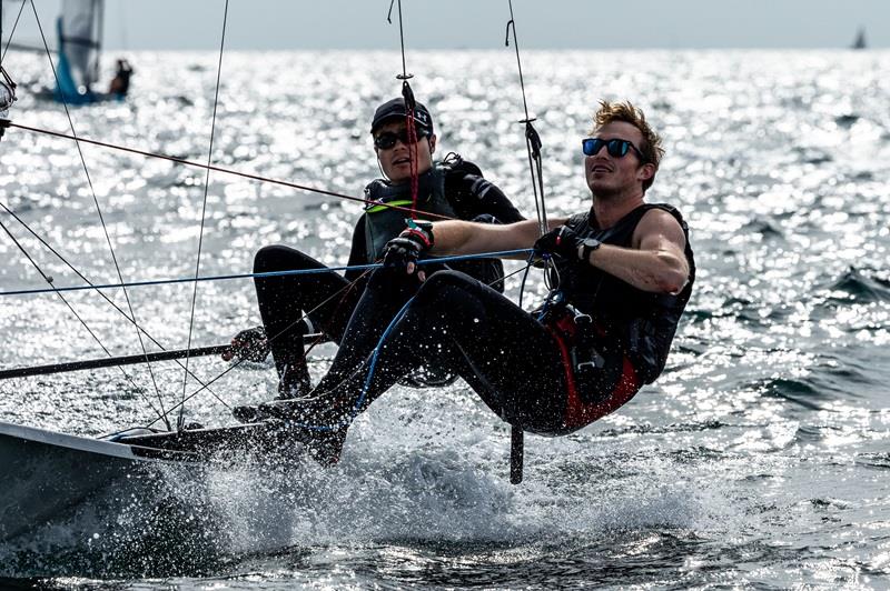 Alex Smallwood and Toby Freeland on day 4 of the RS800 Noble Marine National Championship photo copyright Phil Jackson / Digital Sailing taken at Hayling Island Sailing Club and featuring the RS800 class