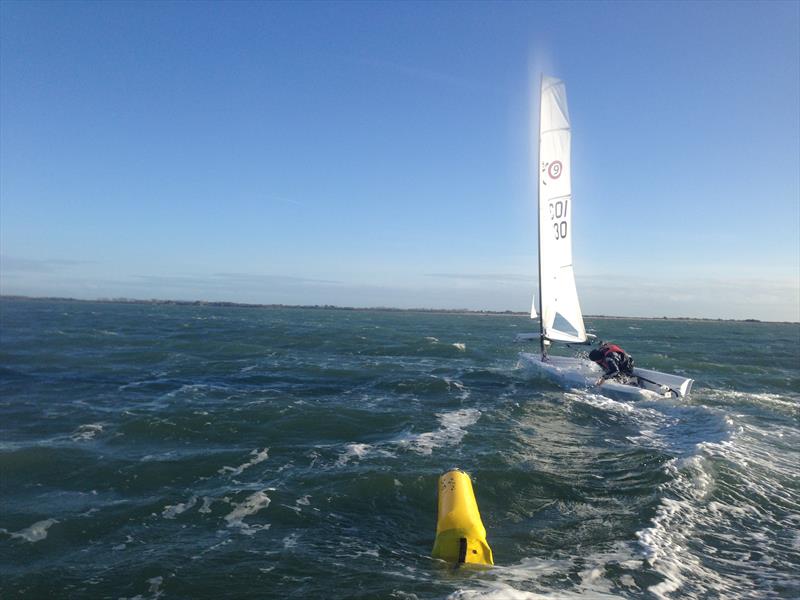 Heavy air gybe with the RS Aero's 9 rig: It's all in the timing photo copyright Pete Barton taken at Hayling Island Sailing Club and featuring the  class
