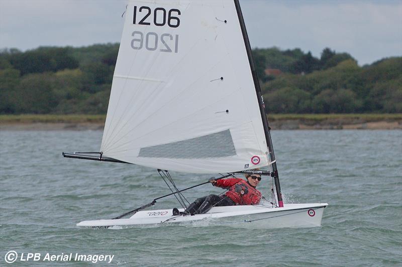 Clare giving it her all during RS Secretaries' Play-Date in RS Aeros photo copyright LPB Aerial Imagery / www.lpbaerial.com taken at Lymington Town Sailing Club and featuring the  class