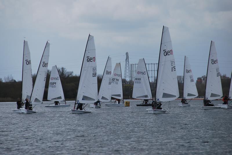 Tight racing and many overtaking opportunities on a changeable April day for the RS Aeros at Reading photo copyright Peter Strobel taken at Reading Sailing Club and featuring the  class