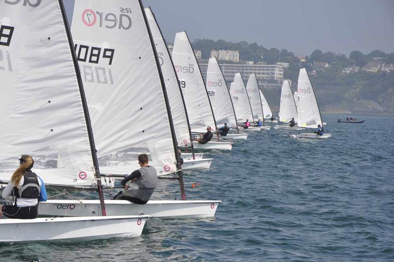 Tight packed starts at Torquay - Magic Marine RS Aero UK Nationals photo copyright Jean Border / www.borderphotos2010.com taken at Royal Torbay Yacht Club and featuring the  class