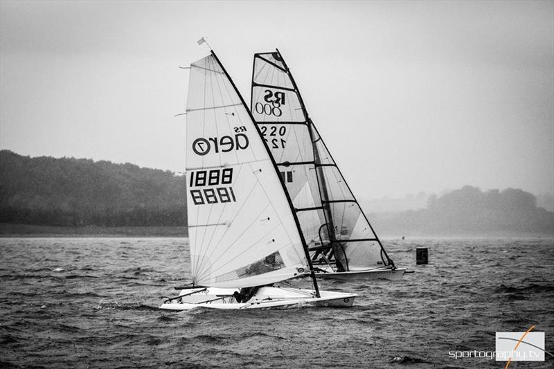 Chris Larr finally sucumbs to the power of the lead RS800 with about 10 minutes to go in Sunday's 2 hour Pursuit Race at the RS End of Season Championship at Rutland photo copyright www.sportography.tv taken at Rutland Sailing Club and featuring the  class