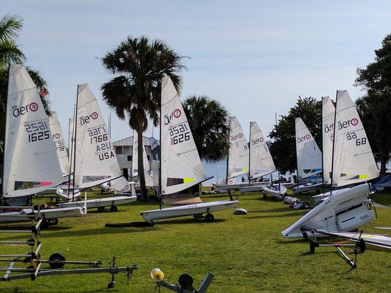 The fleet assembled for the RS Aero Mid-Winters at Palm Beach, Florida photo copyright Palm Beach Sailing Club taken at Palm Beach Sailing Club, Florida and featuring the  class