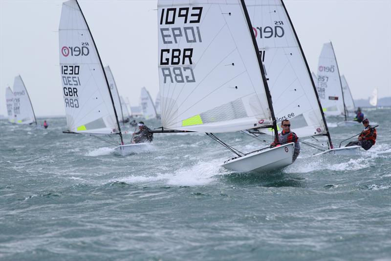 Cameron Smith (GBR) being chased down at the Carnac RS Aero Worlds photo copyright Steve Greenwood taken at Yacht Club de Carnac and featuring the  class