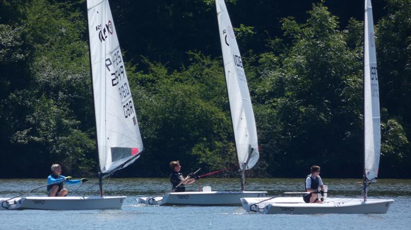 Chris Hatton leads from Charlie Sansom and Peter Barton during the CoastWatersports RS Aero Open at Sutton Bingham photo copyright Andrea Hatton taken at Sutton Bingham Sailing Club and featuring the  class
