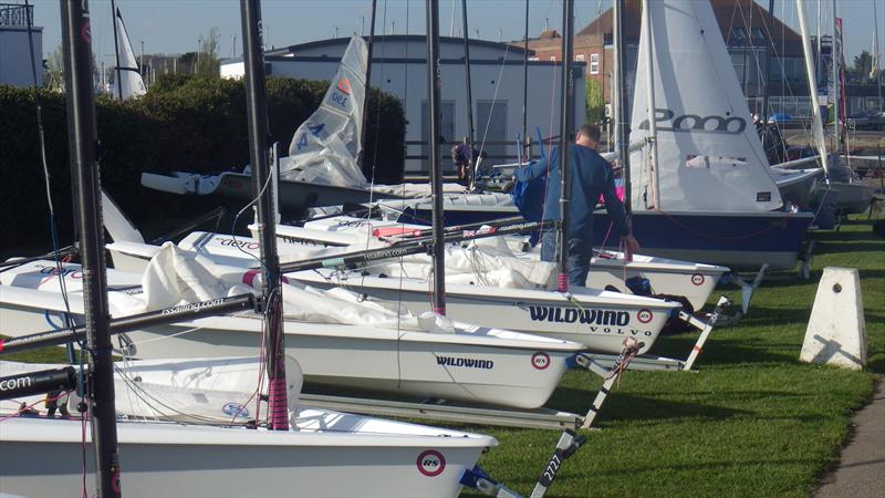 Line-up on LTSC Wildwind Wednesdays Evening Dinghy Series day 1 photo copyright Alastair Beeton taken at Lymington Town Sailing Club and featuring the  class
