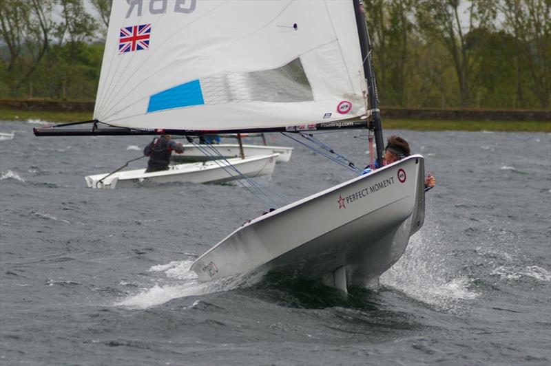 Sammy Isaacs-Johnson catches some air at the Island Barn RS Aero Open photo copyright Jim Champ taken at Island Barn Reservoir Sailing Club and featuring the  class